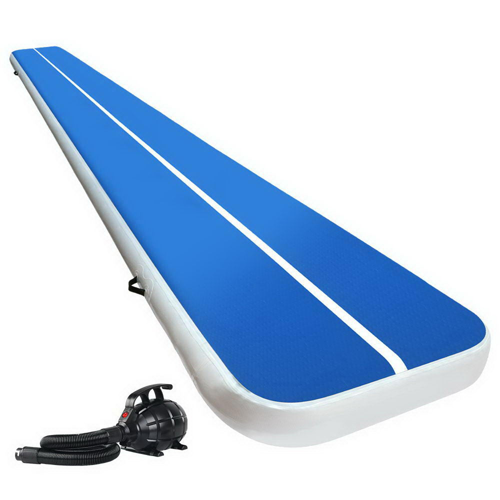 Everfit 6M Inflatable Air Track Mat 20CM Gymnastics Blue with Pump