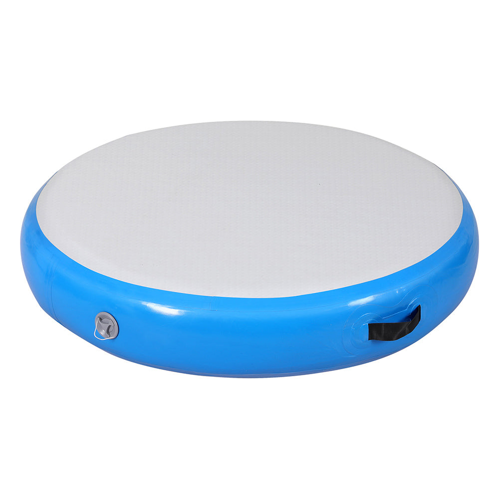 Everfit 1m Round Inflatable Gymnastics Tumbling Mat Blue
