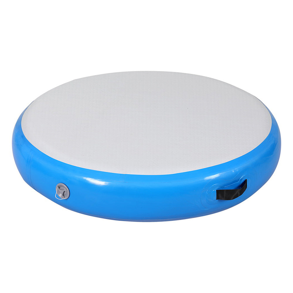 Everfit 1m Round Air Track Inflatable Gymnastics Mat Blue with Pump