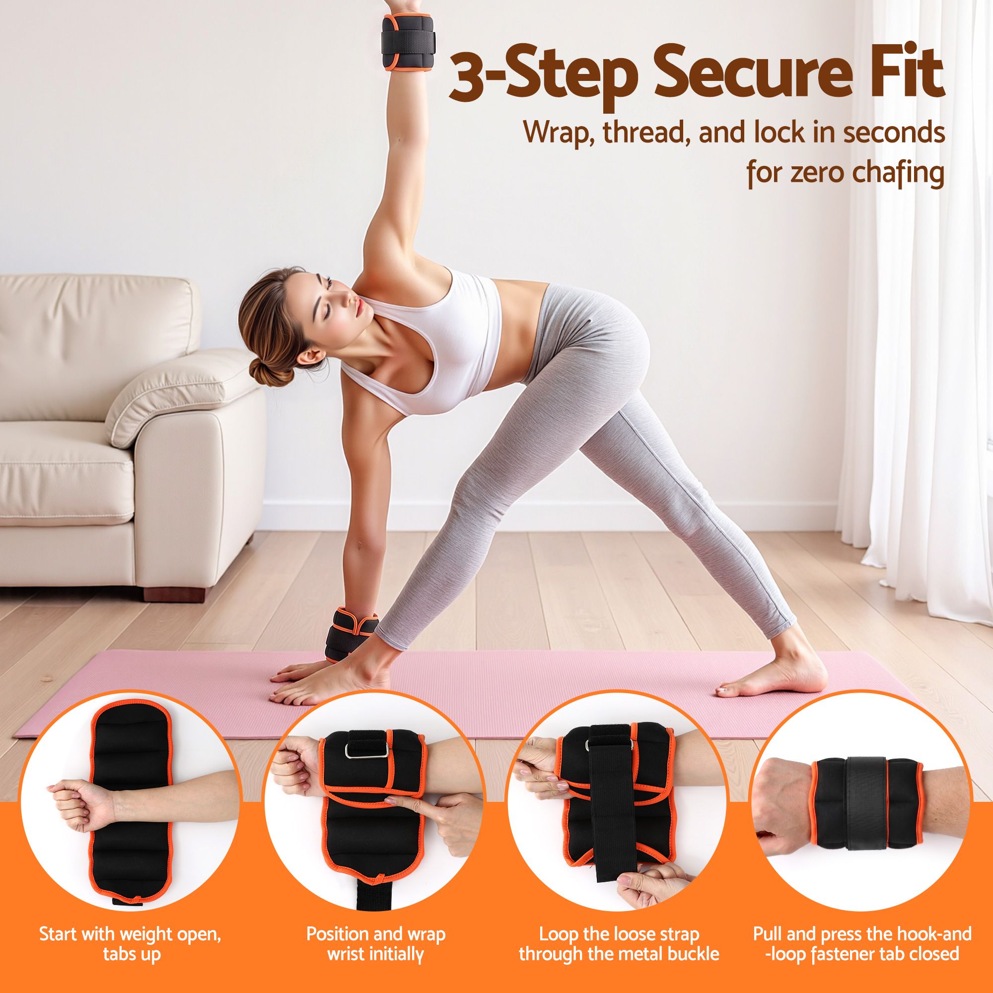 Everfit Adjustable Ankle Weights, 1 Pair 0.9-4.55Kg Removable Sandbags for Women & Men, Wrist Weights & Leg Weights for Home Gym, Pilates, Walking, Strength Training