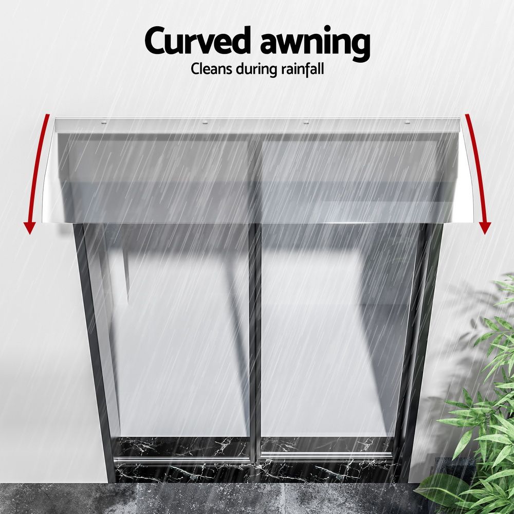Instahut Window and Door Awning 0.4m x 1m Transparent