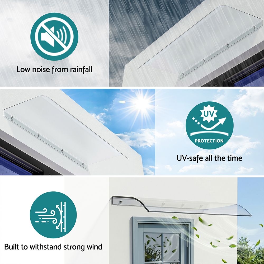 Instahut Window and Door Awning 0.4m x 1m Transparent