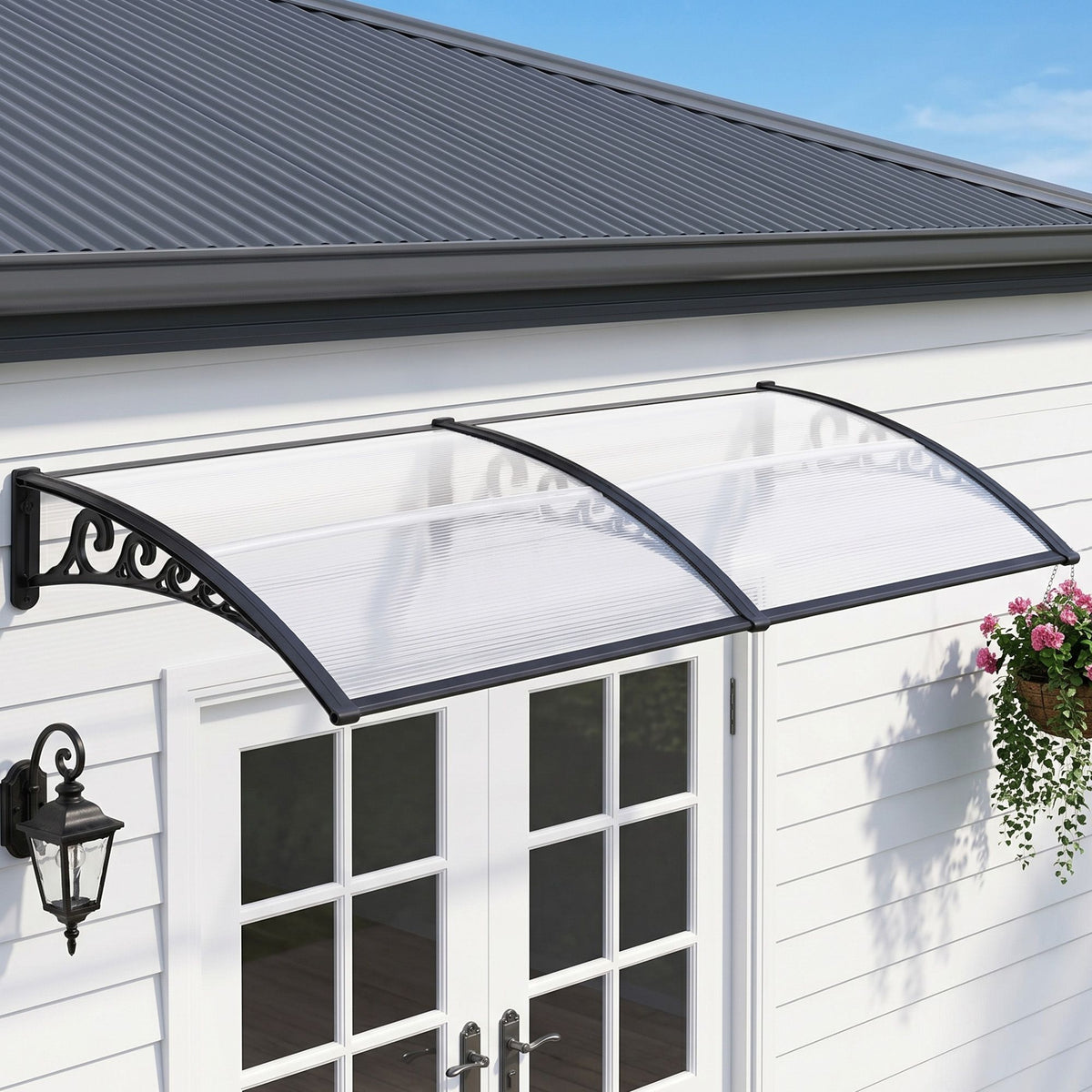 Instahut Window Door Awning 0.8m x 2m Transparent
