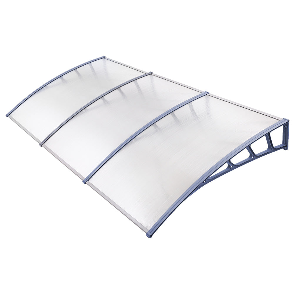Instahut 1.5x3m Door Window Awning Canopy Transparent Grey