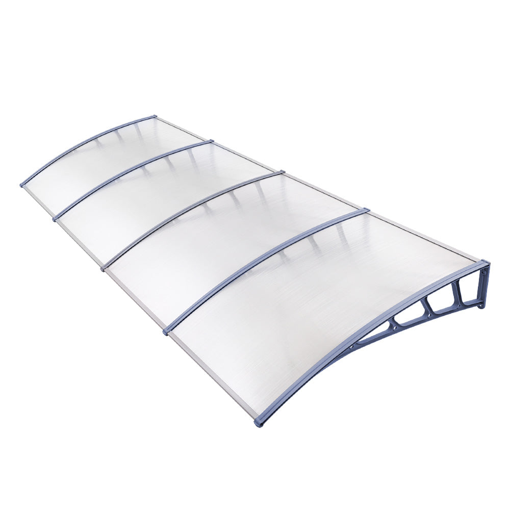 Instahut 1.5x4m Window Door Awning Canopy Transparent Grey Frame
