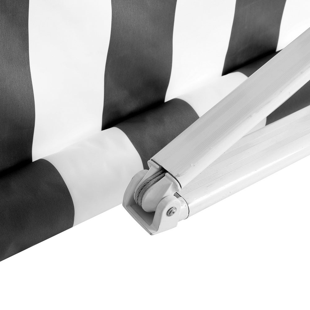 Instahut Retractable Folding Arm Awning Manual Sunshade 4Mx3M Grey White