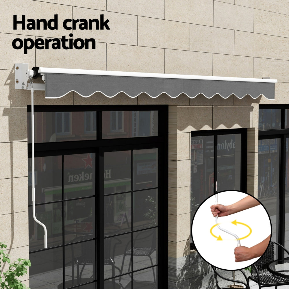 Instahut 4.5x3m Retractable Folding Arm Awning Manual Sunshade Grey