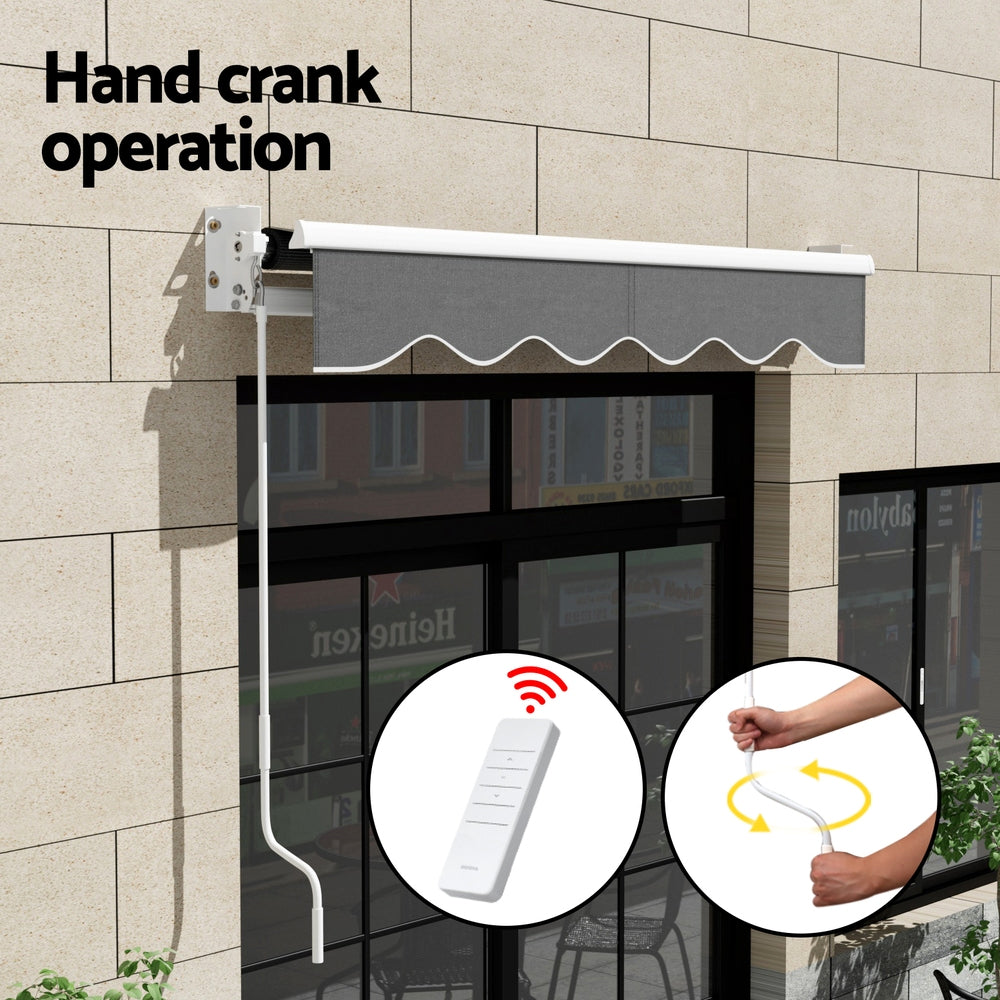 Instahut 2x1.5m Motorised Retractable Awning Grey