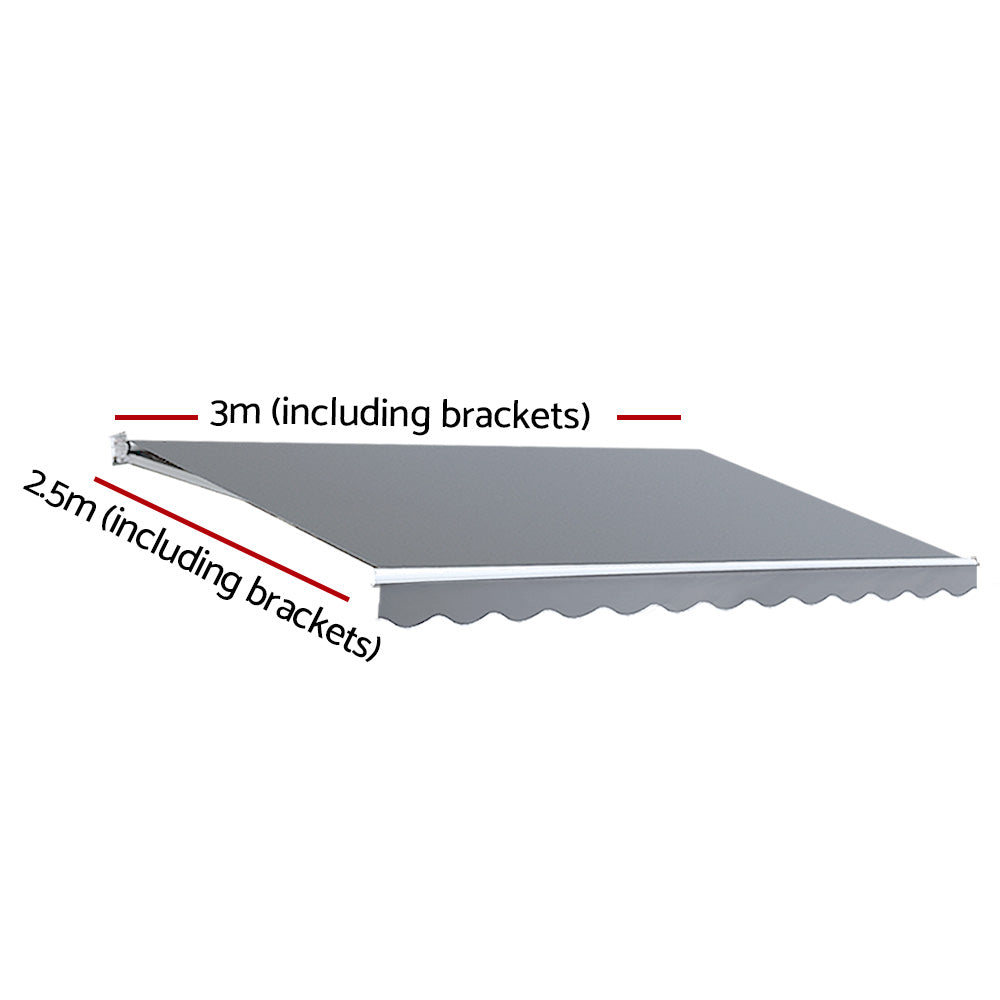 Instahut 3x2.5m Motorised Folding Arm Awning Pearl Grey