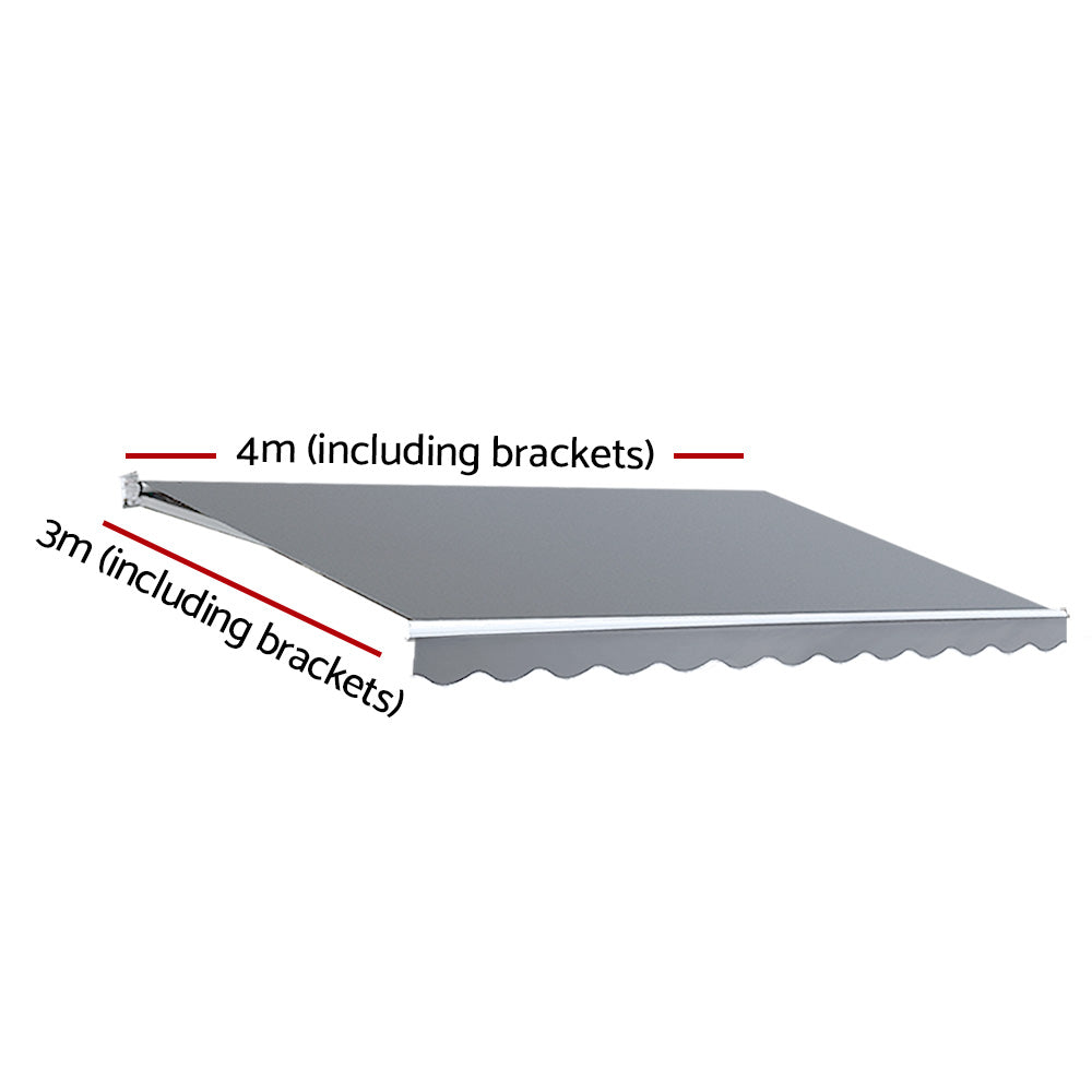 Instahut 4x3m Motorised Folding Arm Awning Pearl Grey