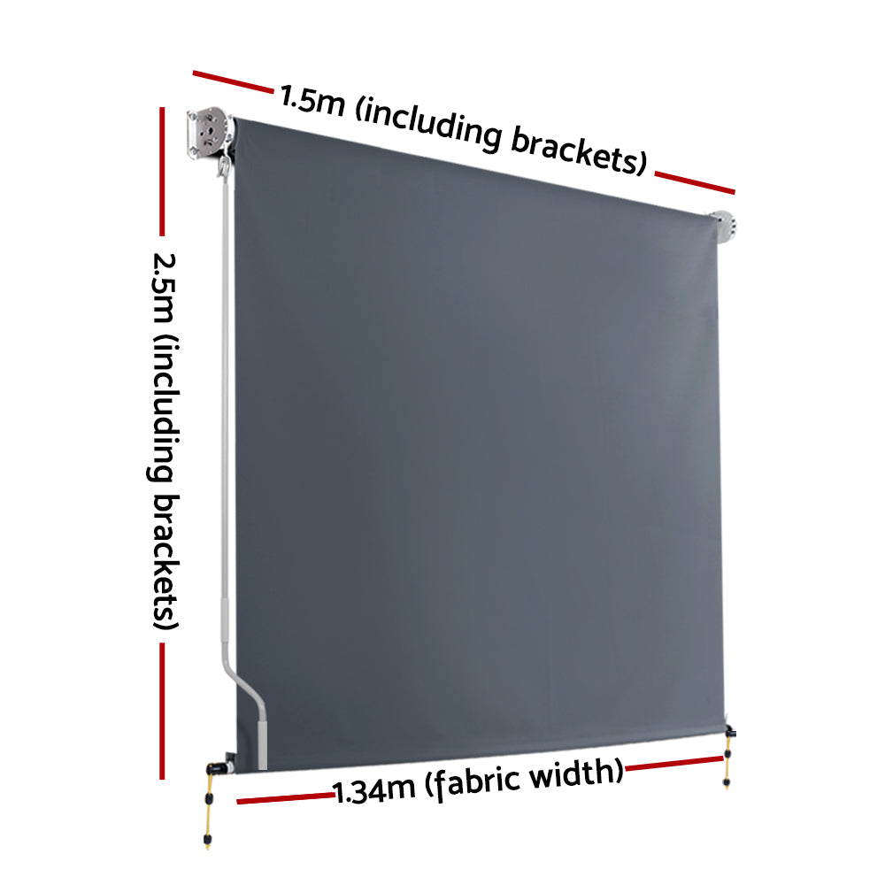 Instahut 1.5x2.5M Retractable Outdoor Blinds Awning Grey