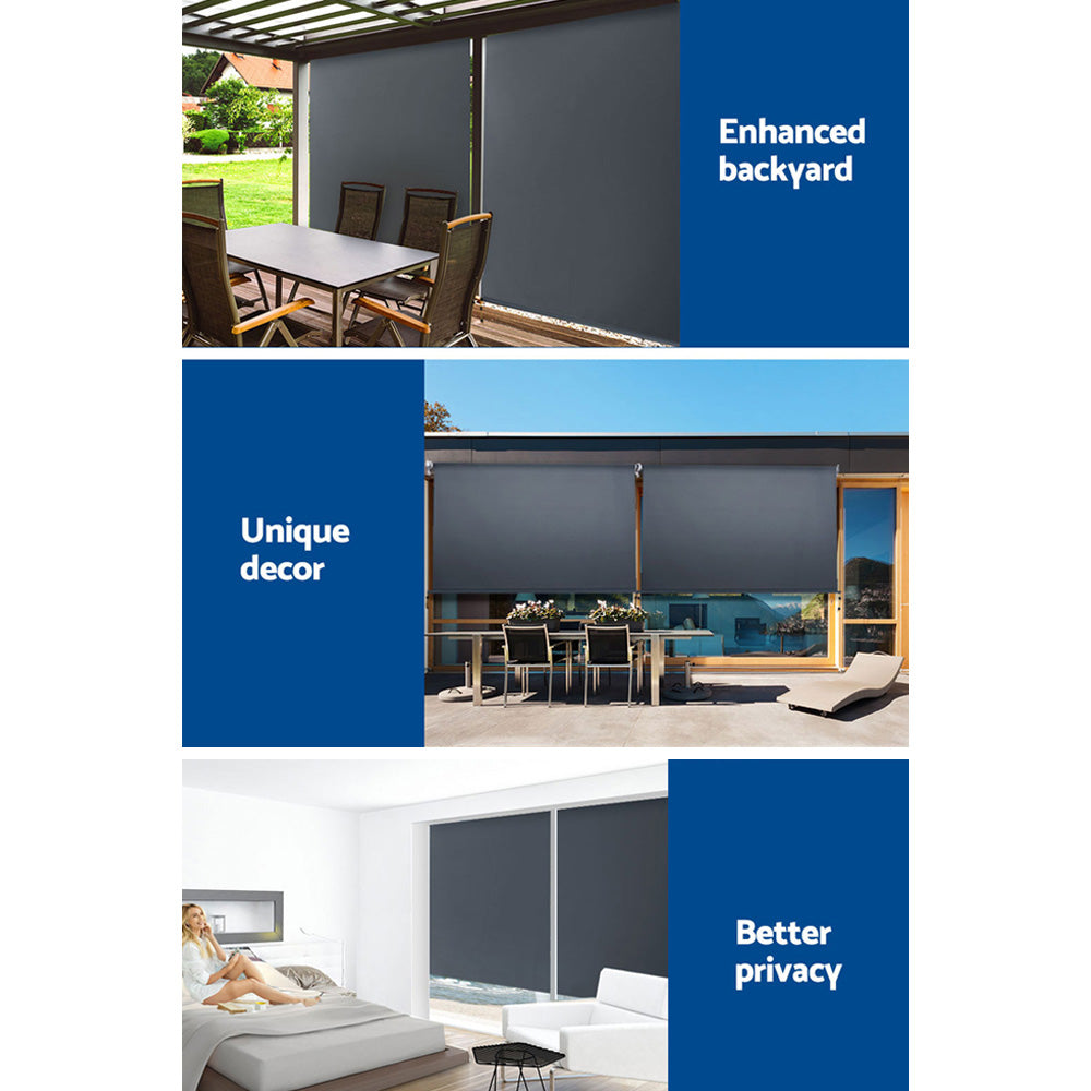 Instahut 1.5x2.5M Retractable Outdoor Blinds Awning Grey