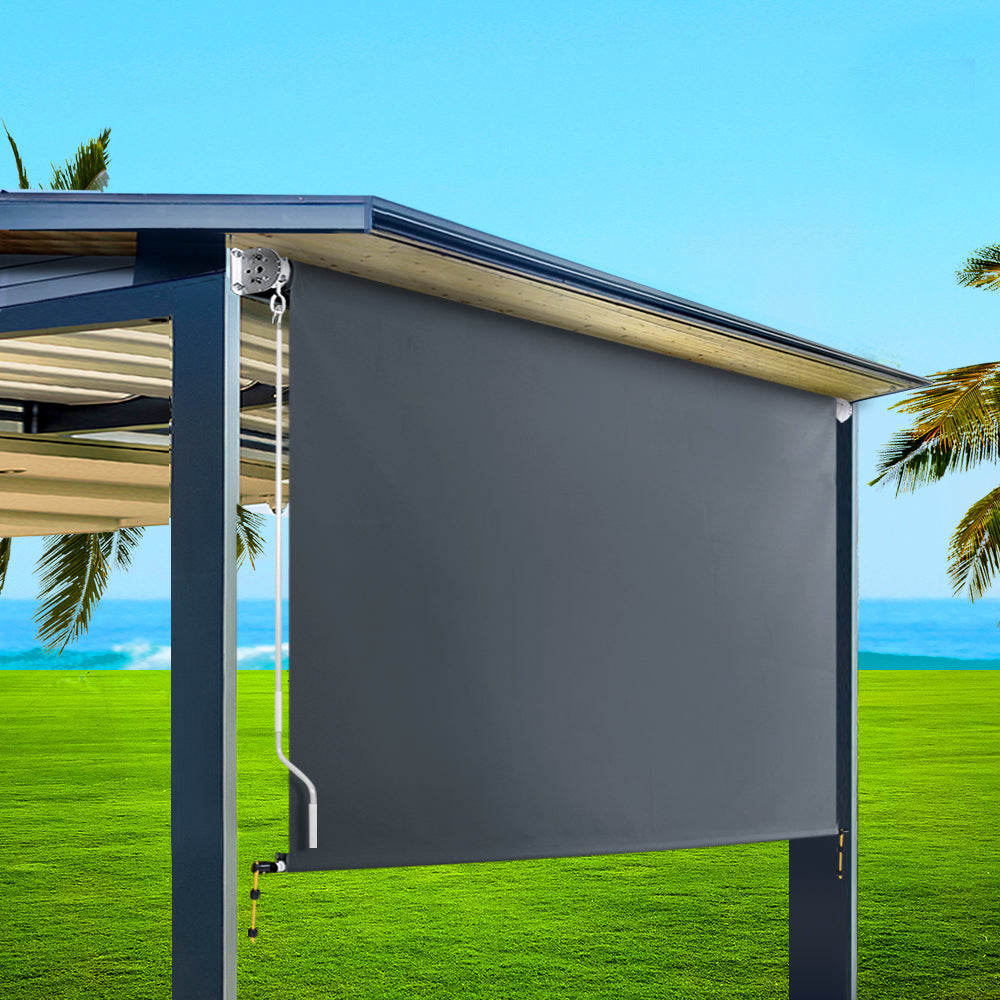 Instahut 2.7X2.5M Outdoor Blinds Awning Roll Down Canopy Retractable Outdoor Blinds Window Shade Grey