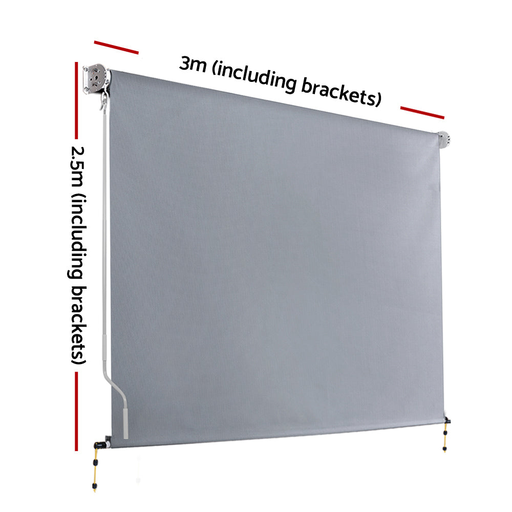 Instahut 3x2.5M Outdoor Roll Down Blinds Grey