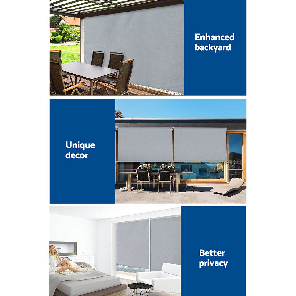 Instahut 3x2.5M Outdoor Roll Down Blinds Grey