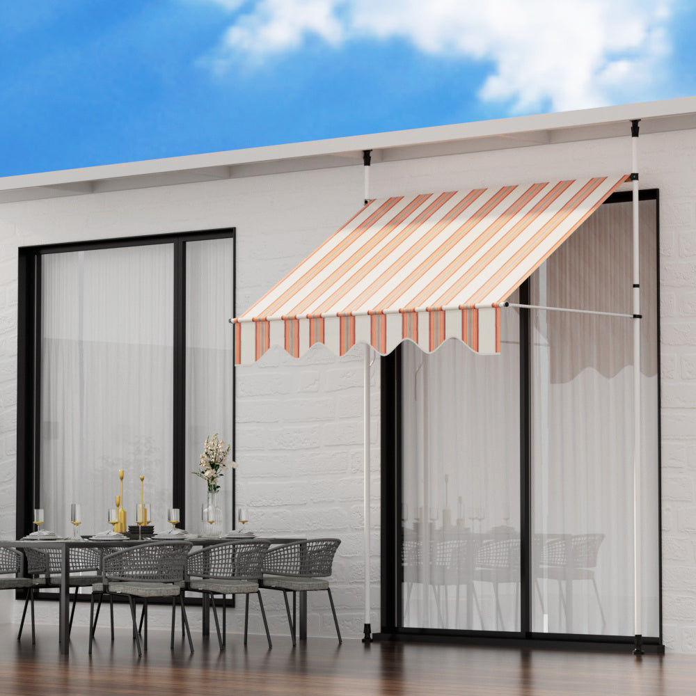 Instahut 2x1.8M Outdoor Pivot Arm Awning Beige/Brown