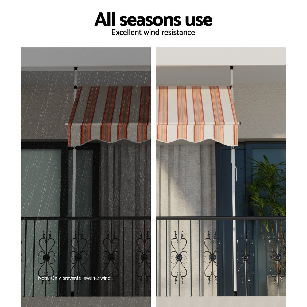 Instahut 2x1.8M Outdoor Pivot Arm Awning Beige/Brown