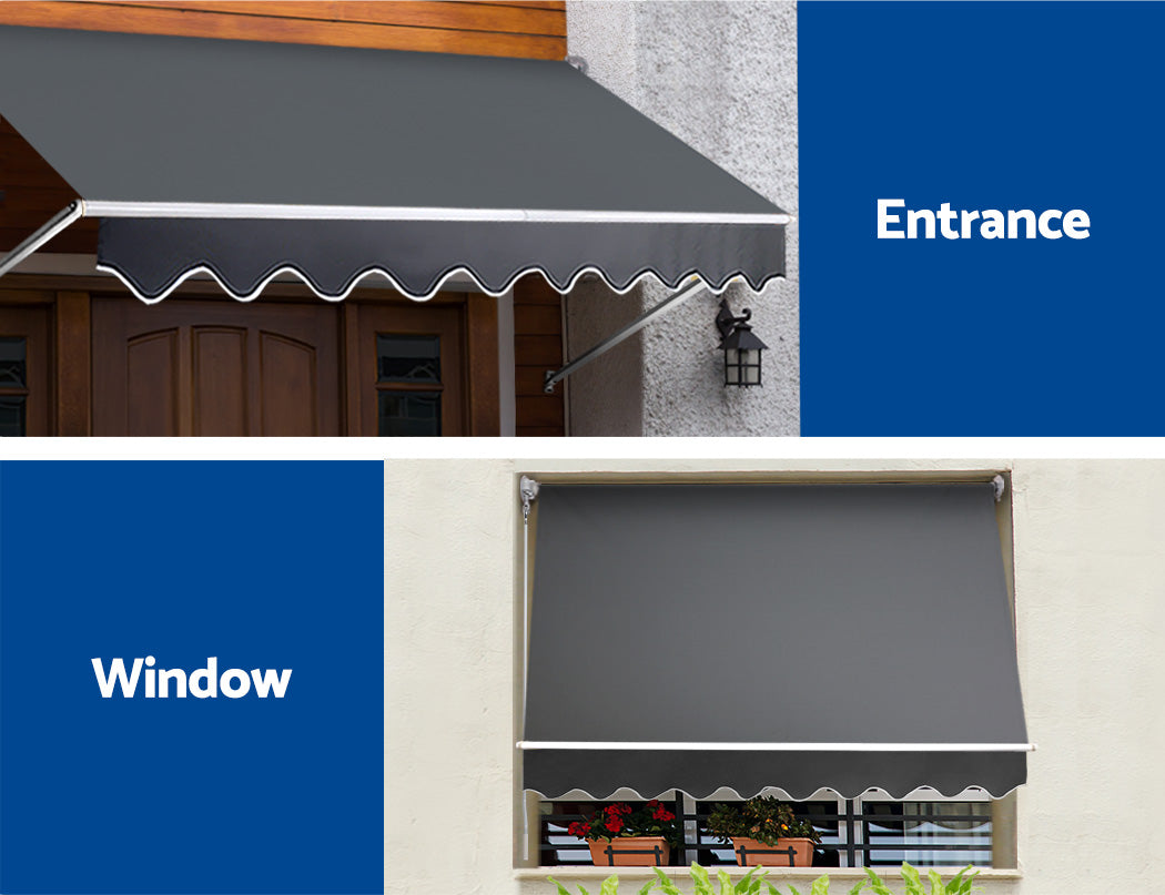 Instahut 2.8x2.1m Retractable Pivot Arm Awning Grey