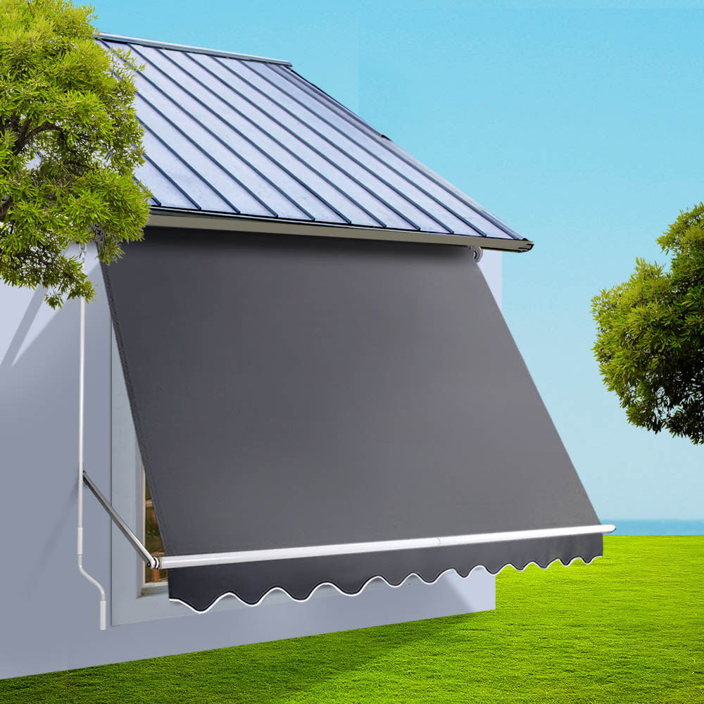 Instahut 2.8x2.1m Retractable Pivot Arm Awning Grey