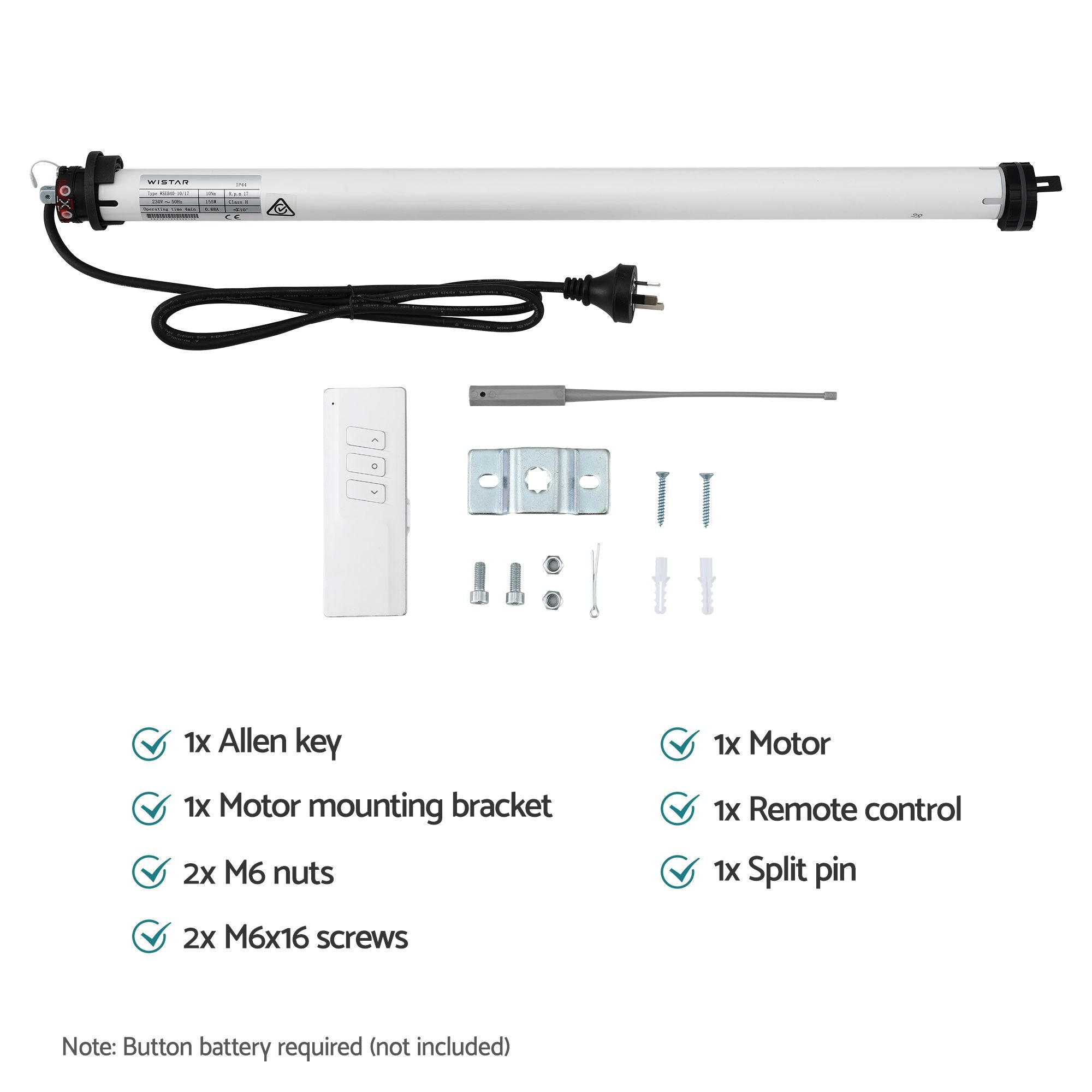 Instahut Pivot Arm Awning Motor Replacement Kit With Remote Control
