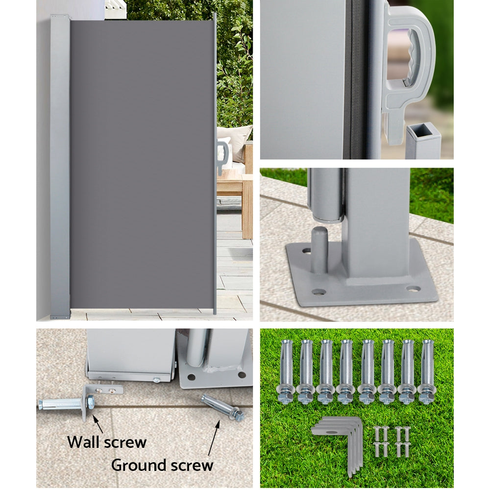 Instahut 1.4x3M Retractable Side Awning Sun Shade Grey