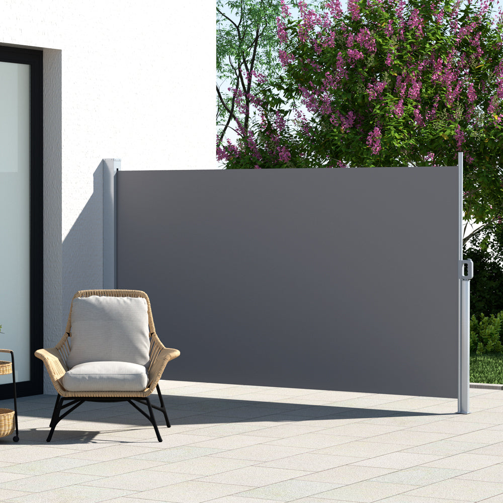 Instahut 1.8x3M Retractable Side Awning Privacy Screen Grey