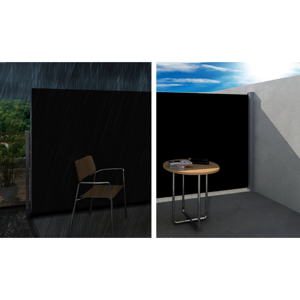 Instahut 2x3M Retractable Outdoor Side Awning Sun Shade Black