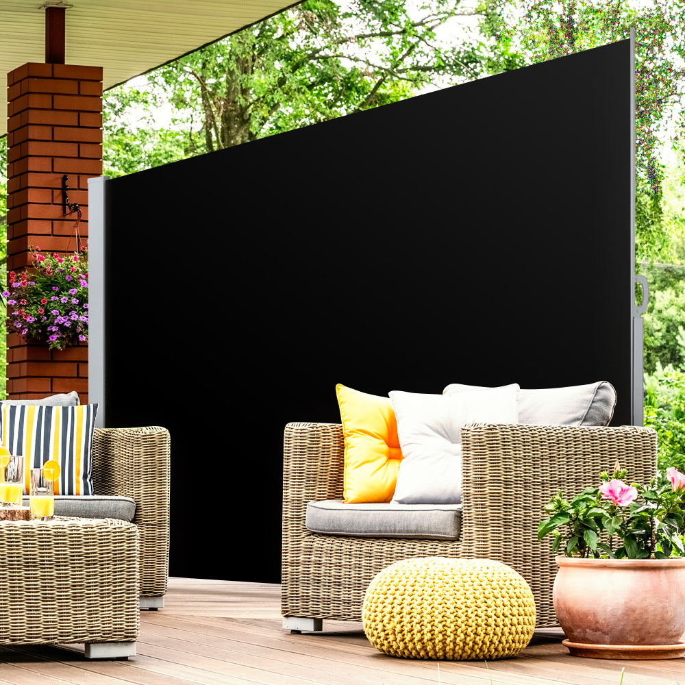 Instahut 2x3M Retractable Outdoor Side Awning Sun Shade Black