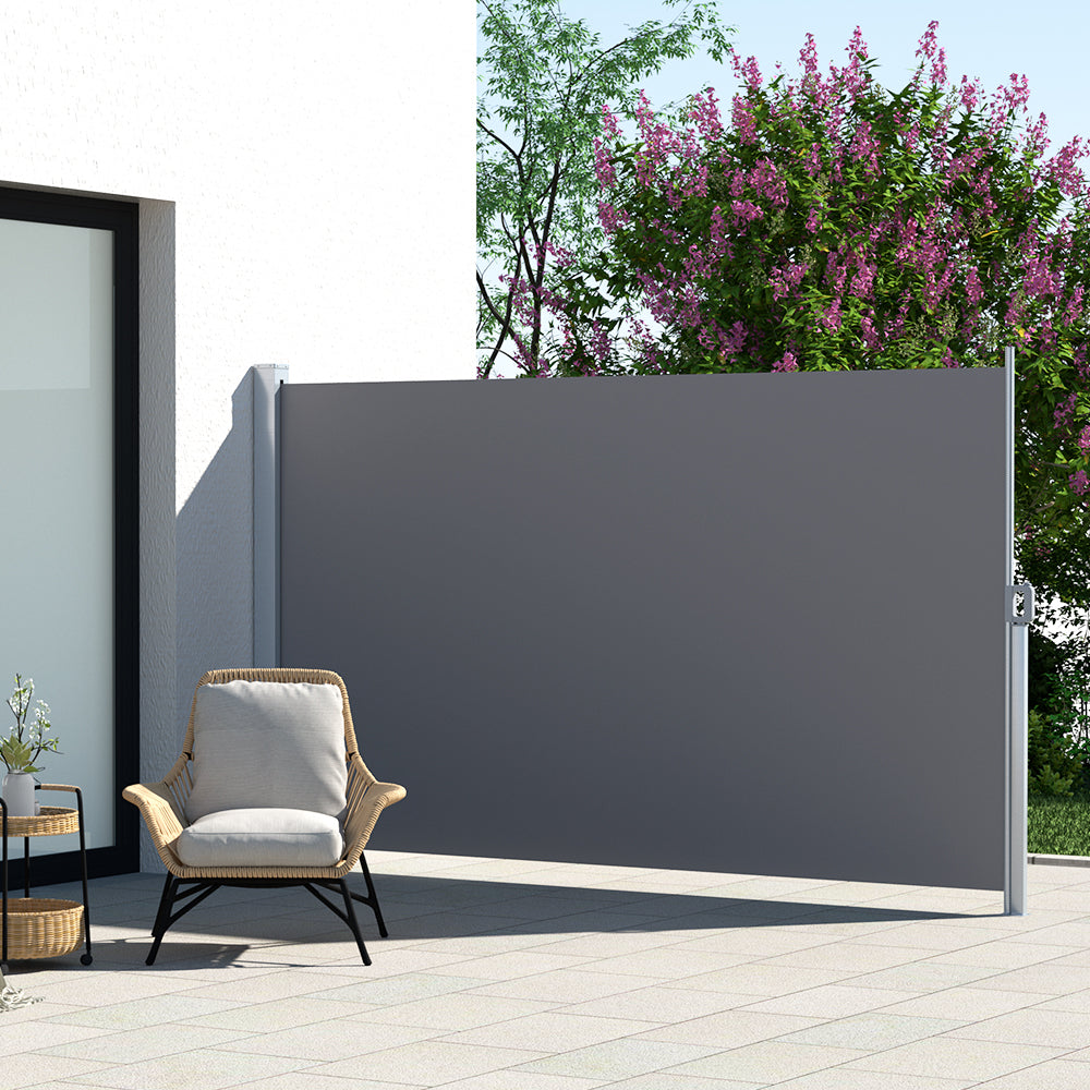 Instahut 2x3M Retractable Side Awning Privacy Screen Grey