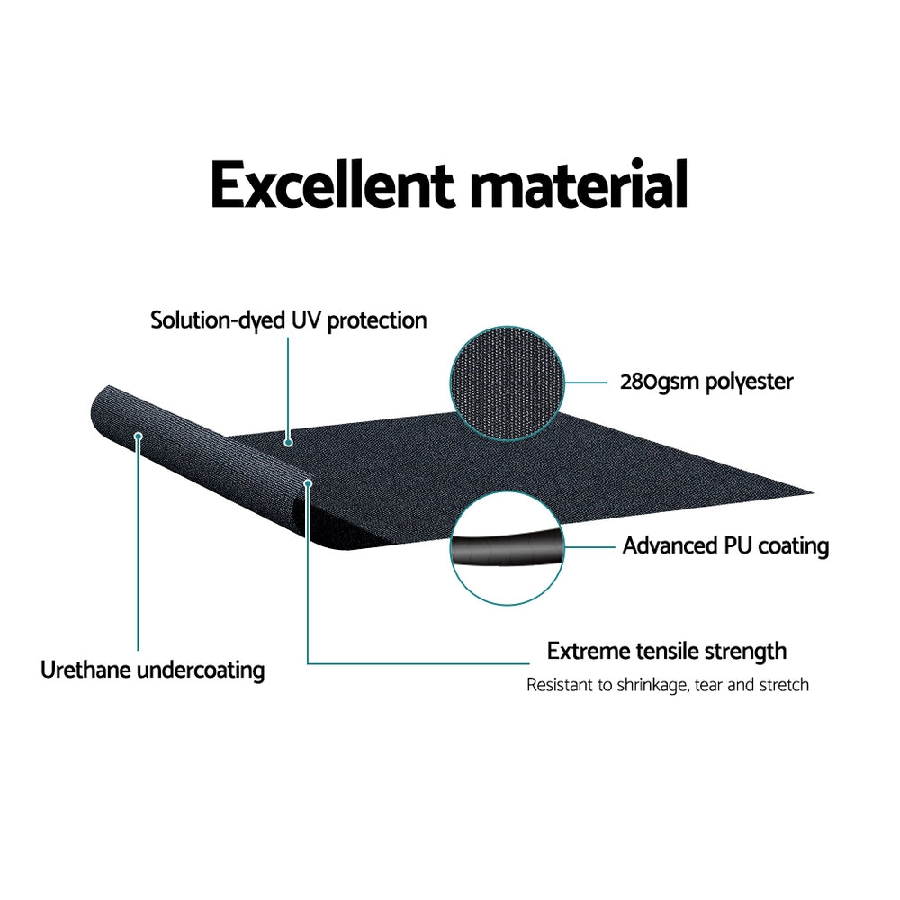 Instahut 1.2m Black Polyester Door Window Awning Steel Frame