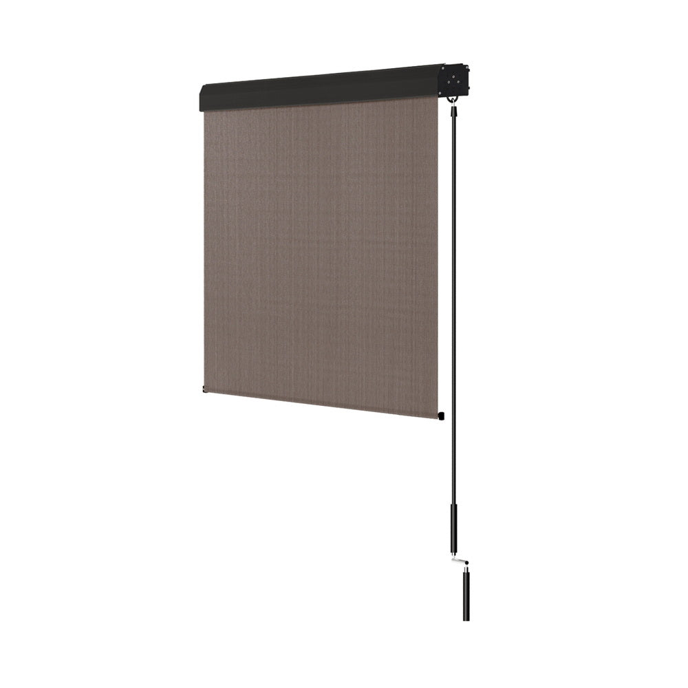 Instahut 2.1X2.5M Outdoor Blinds Awning Roll Down Retractable Knit Fabric Outdoor Blinds Window Shade Brown