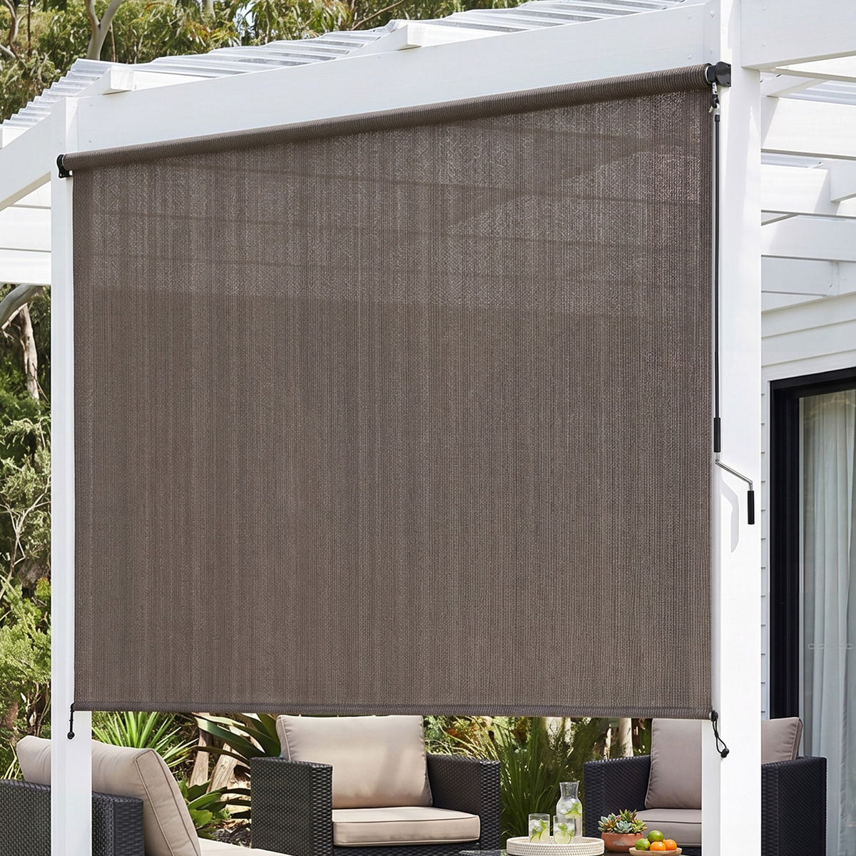 Instahut 3M x 2.5M Outdoor Retractable Awning Blind Brown