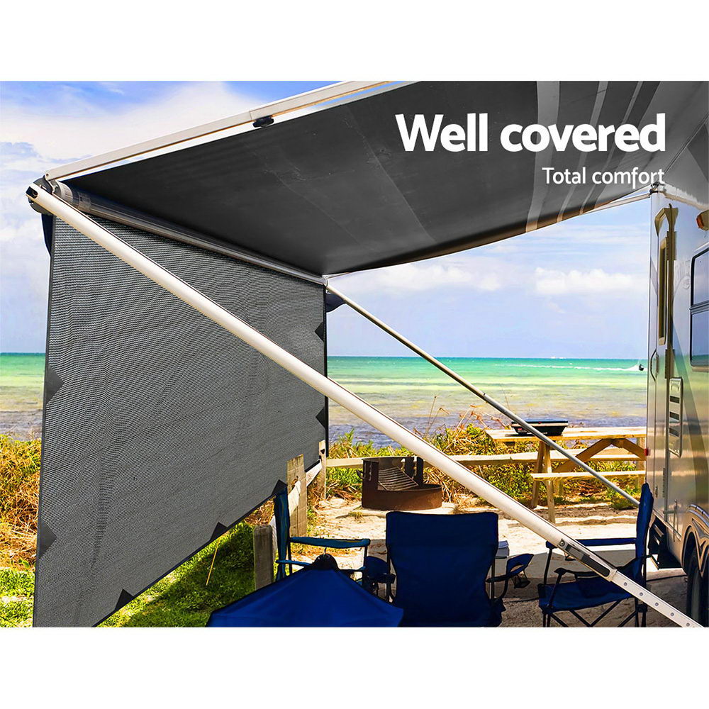 Caravan 3.4x1.95M Privacy Screen Awning End Wall Sun Shade Grey
