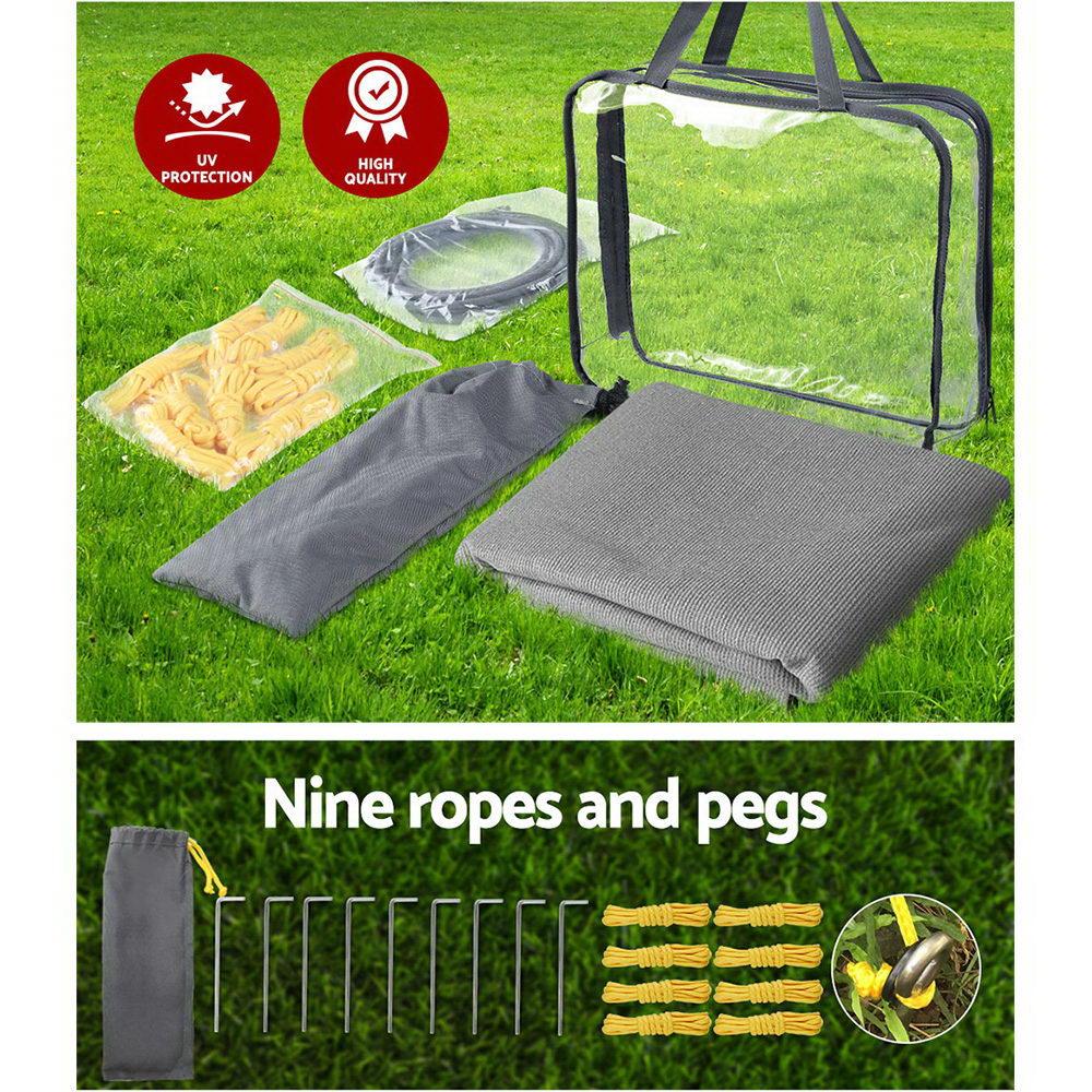 Caravan Awning Privacy Screen 5.2x1.95M Side Sun Shade Grey