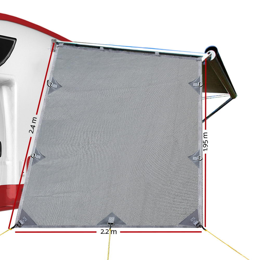 Caravan End Screen 1.95x2.2m Sun Shade Awning Privacy Grey