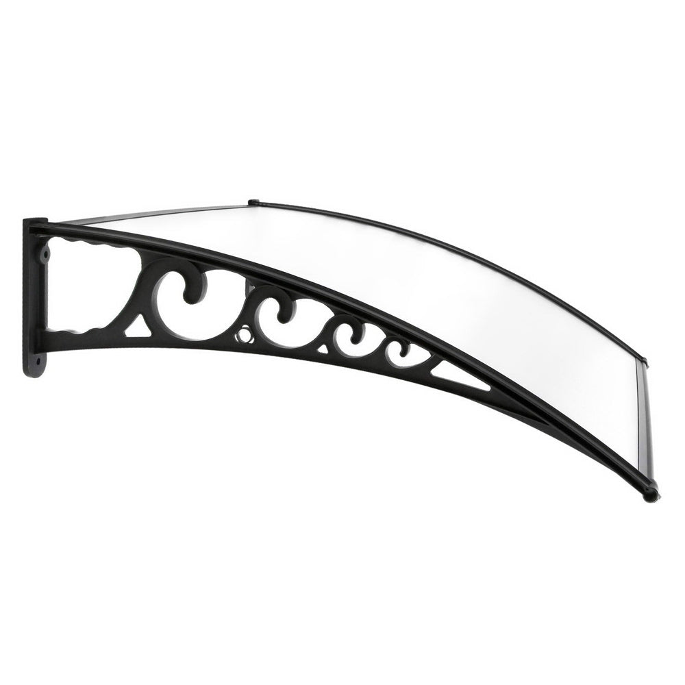 Instahut 1x2m Transparent Door & Window Awning Black Brackets
