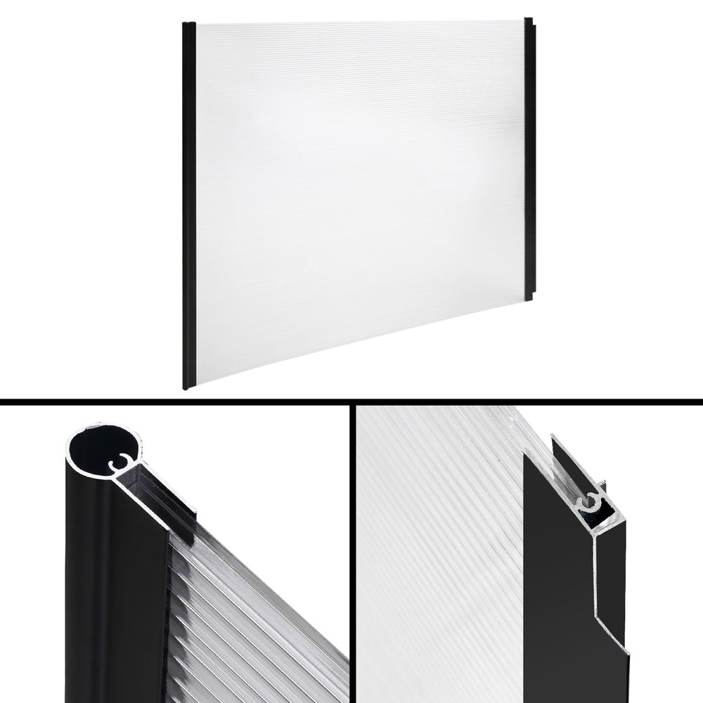 Instahut 1x2m Transparent Door & Window Awning Black Brackets