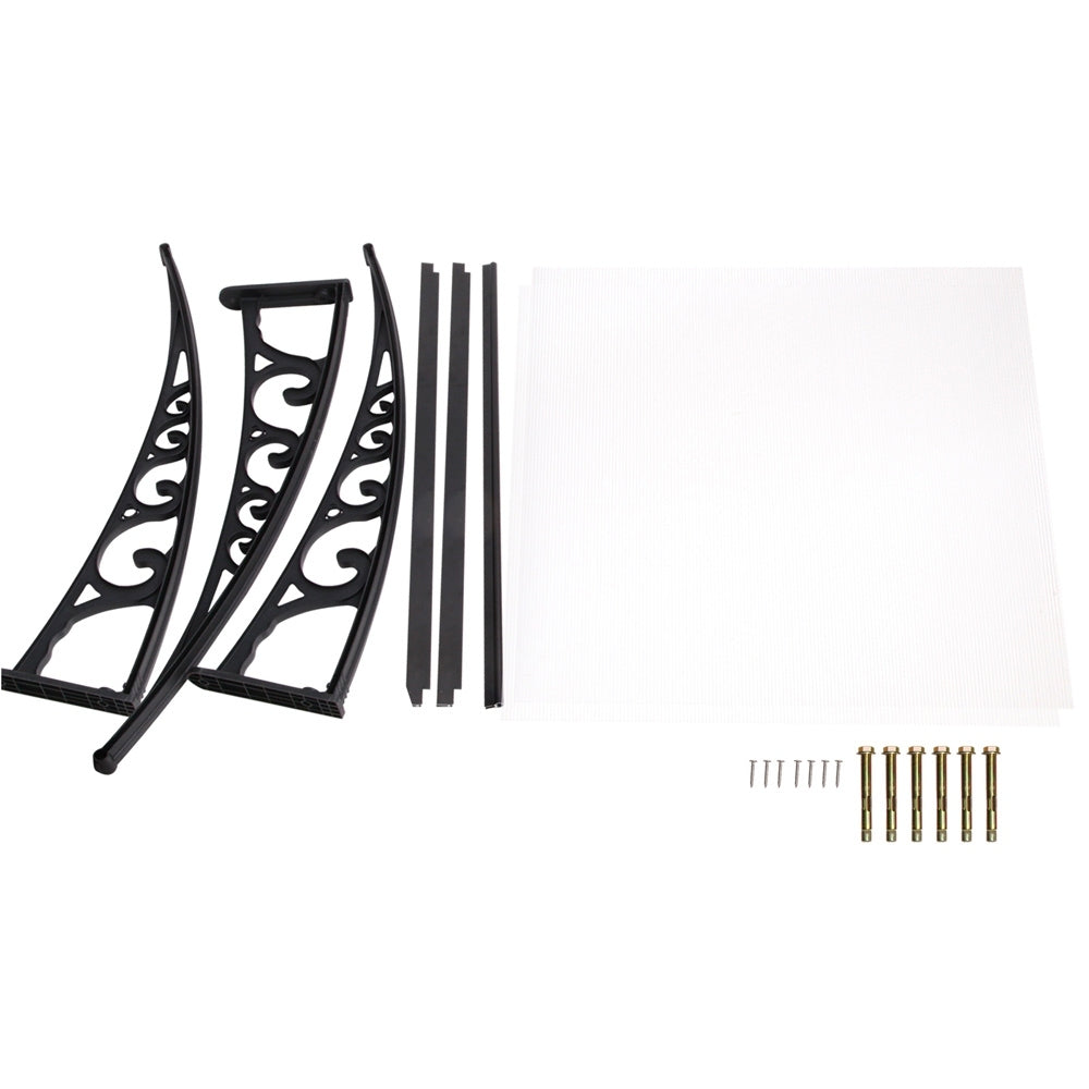 Instahut 1x2m Transparent Door & Window Awning Black Brackets