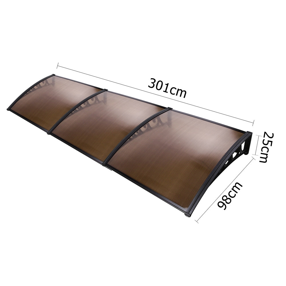 Instahut 1x3m Window Door Awning Brown
