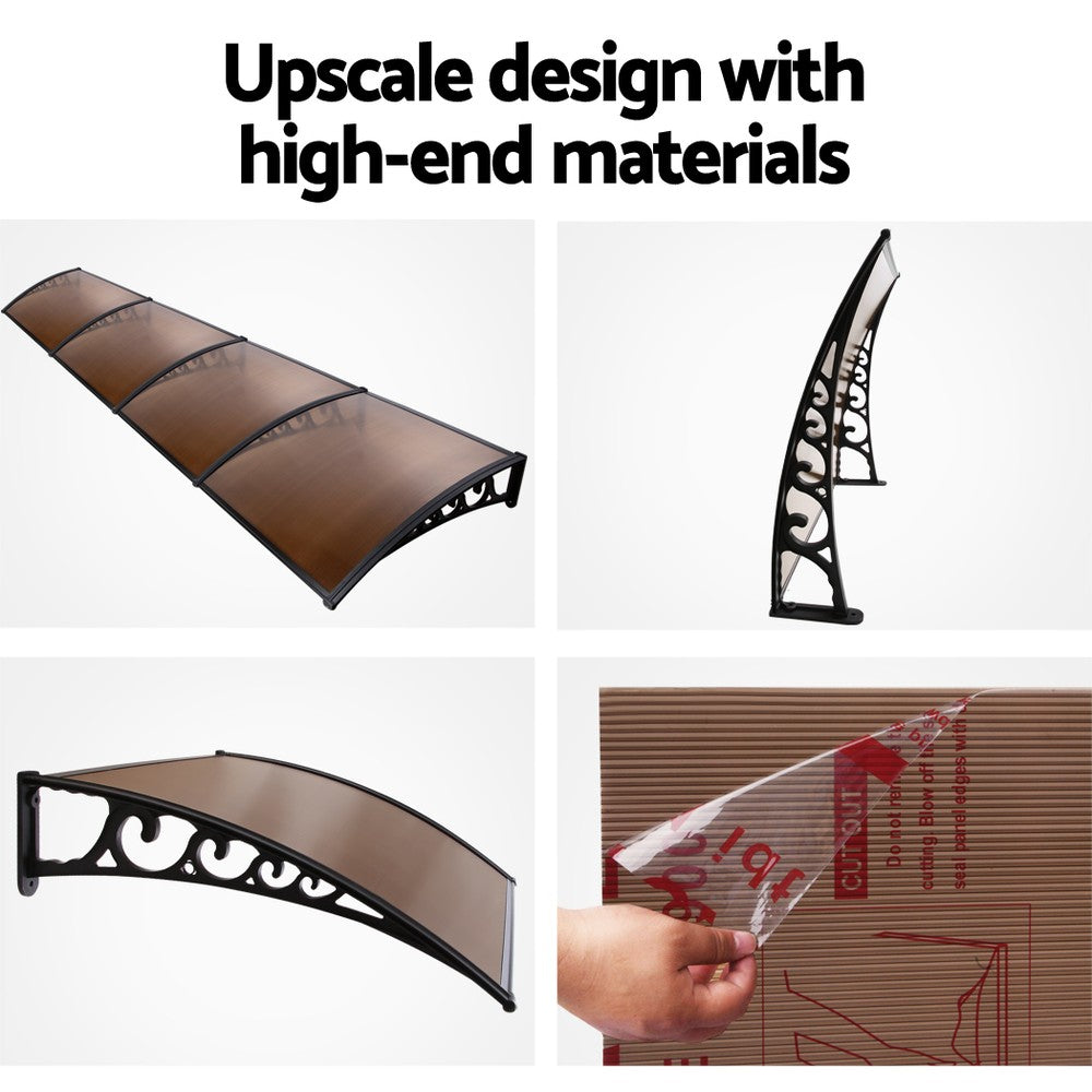 Instahut 1x4m Window Door Awning Brown