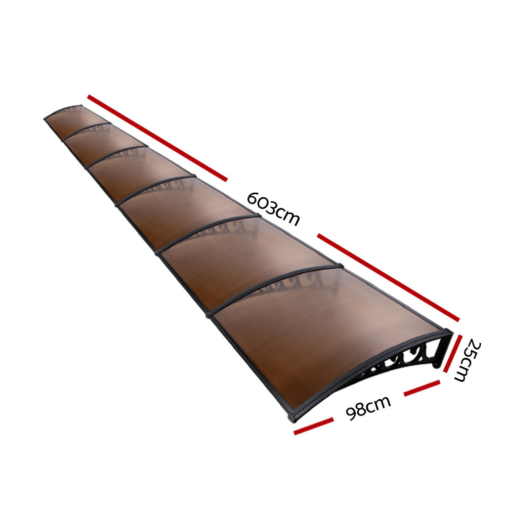 Instahut 1x6M Window Door Awning Brown