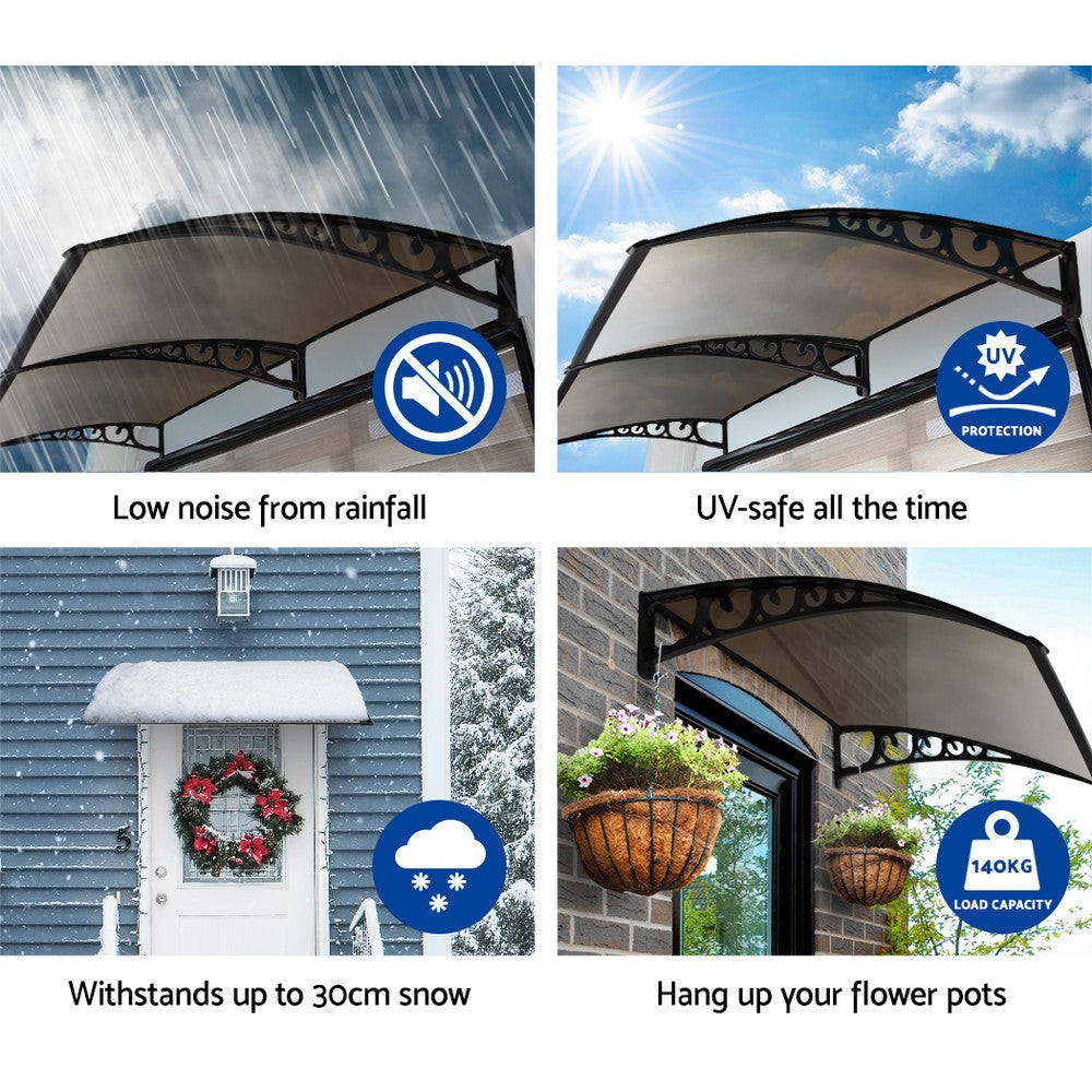 Instahut 1x6M Window Door Awning Brown