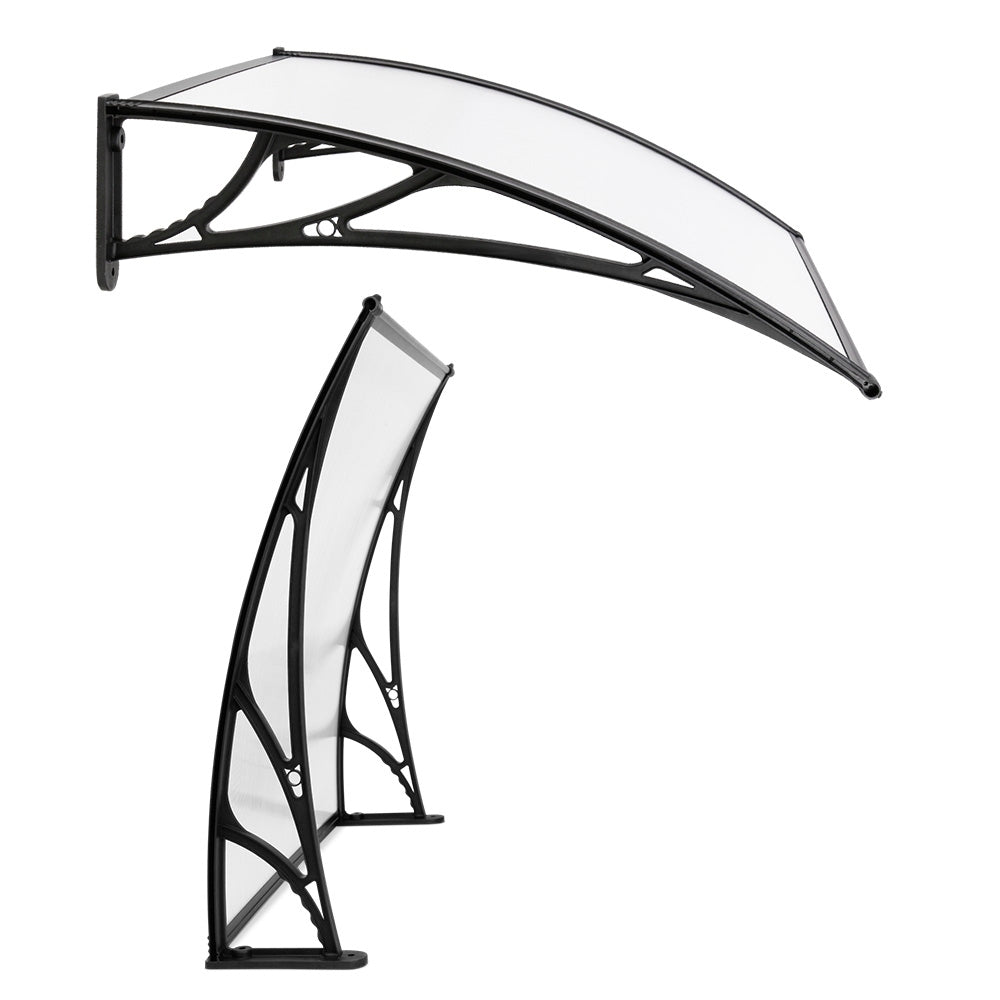Instahut 1x4m Transparent Door & Window Awning Black Frame