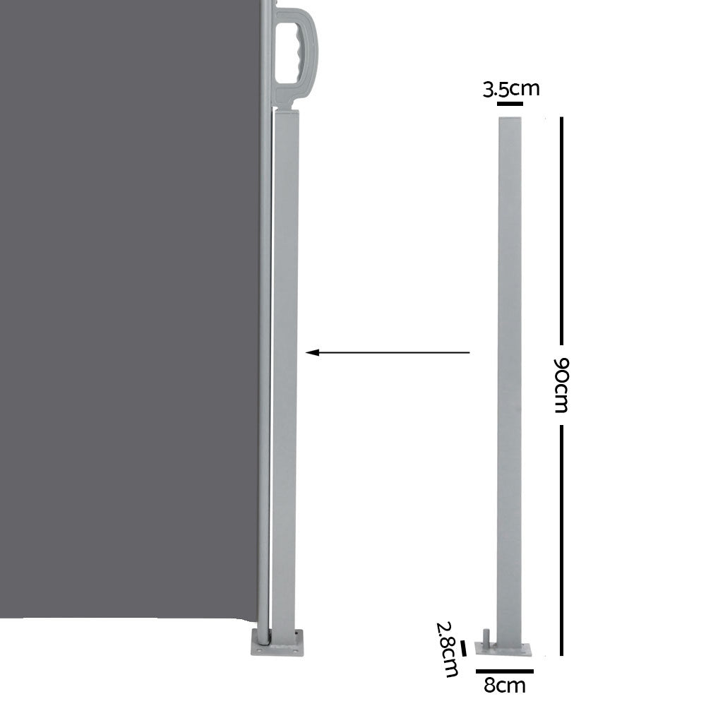 Instahut 1.8x6m Outdoor Retractable Side Awning Privacy Screen Grey