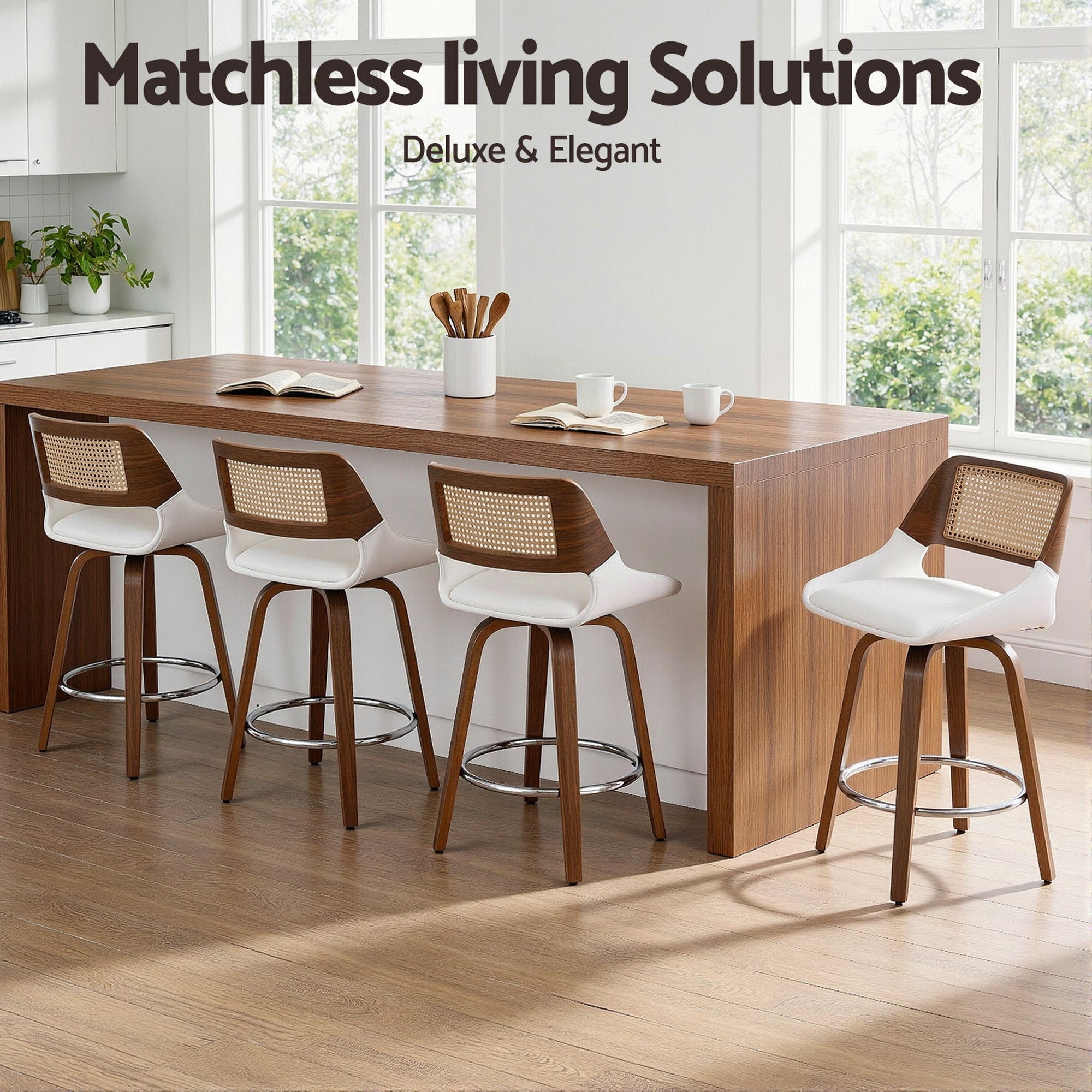 Artiss Wooden Bar Stools Swivel Kitchen Counter Stool Chair 60cm Seat Height