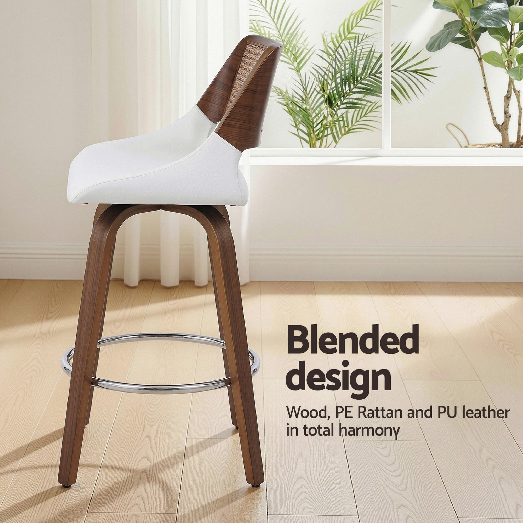 Artiss Wooden Bar Stools Swivel Kitchen Counter Stool Chair 60cm Seat Height