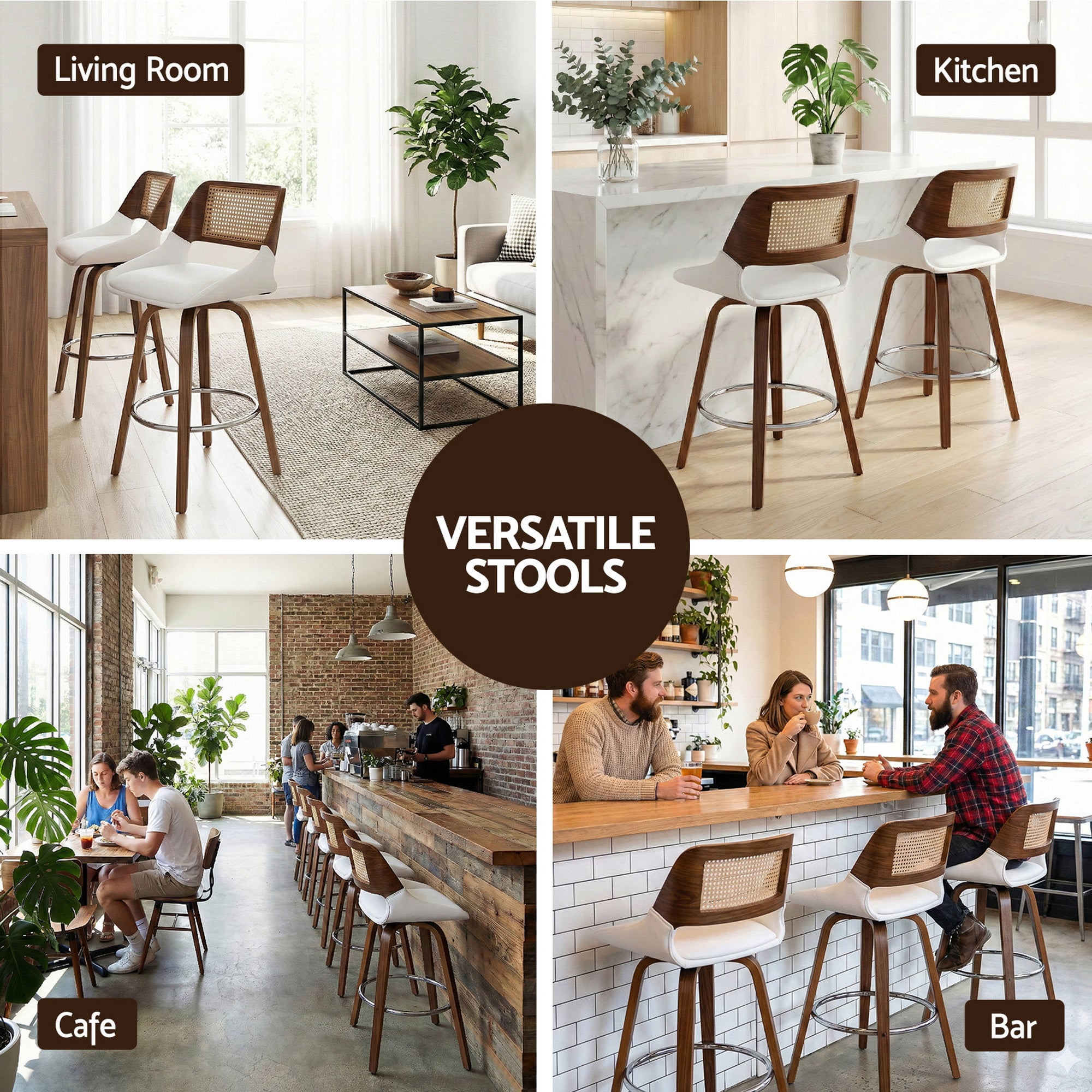 Artiss Wooden Bar Stools Swivel Kitchen Counter Stool Chair 60cm Seat Height