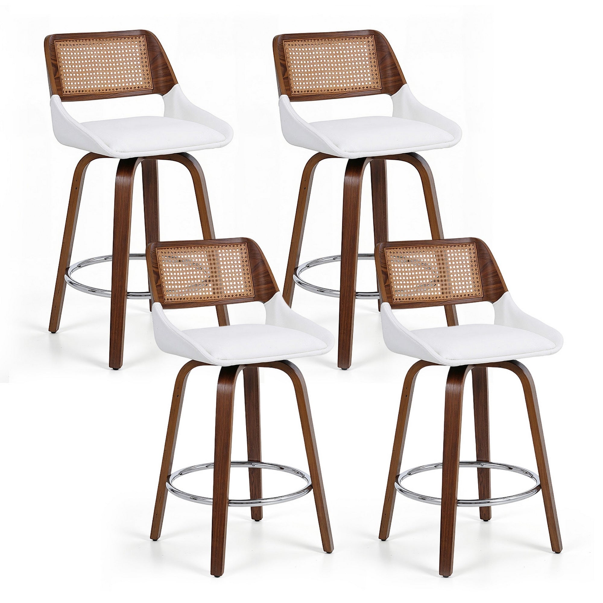 Artiss Wooden Bar Stools Set of 4 Swivel Kitchen Counter Stool Chair 60cm Seat Height