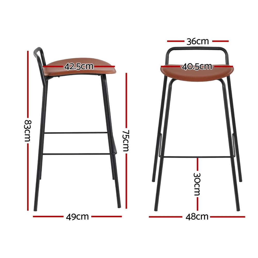 Artiss 75cm Bar Stools Metal Brown (Set of 2)