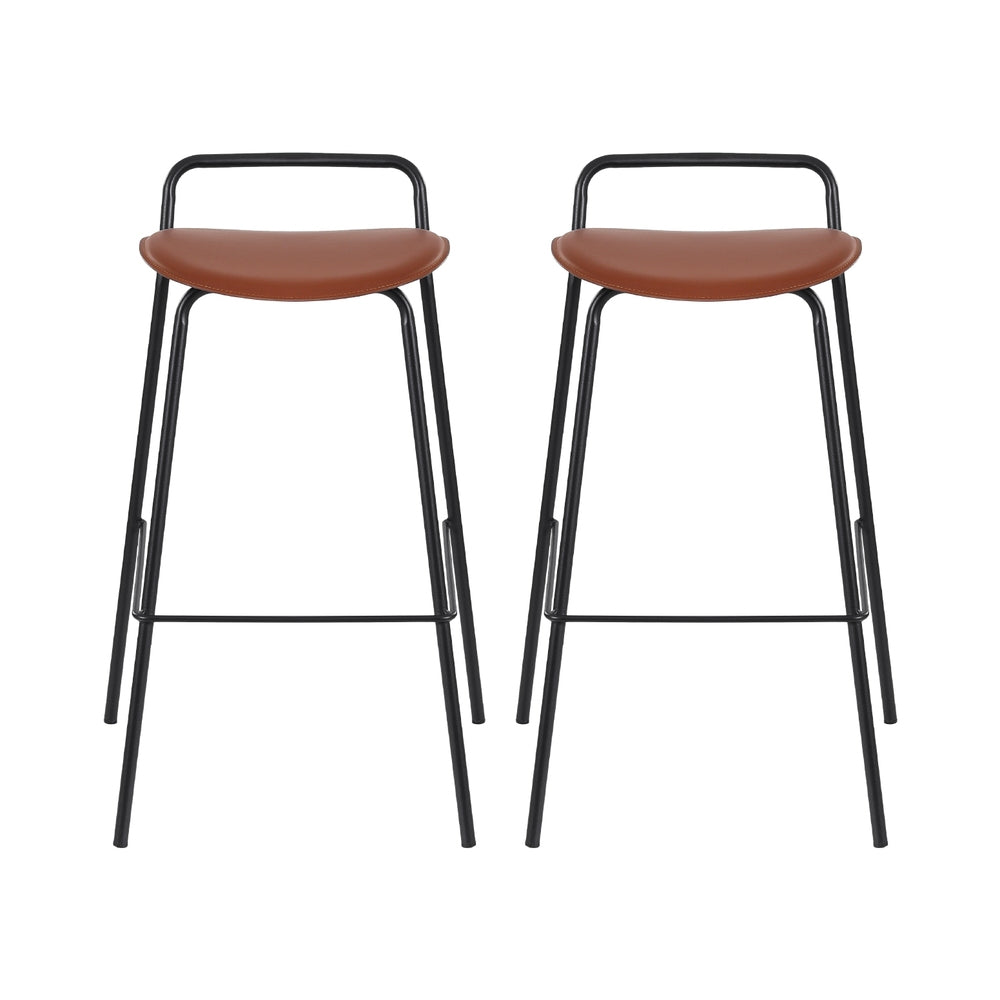 Artiss 75cm Bar Stools Metal Brown (Set of 2)
